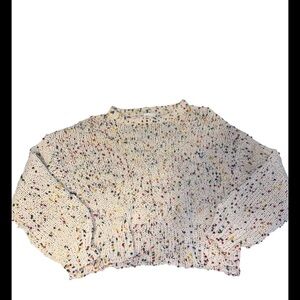 Dee Elly Crewneck Multicolor Speckled Knit Sweater - White